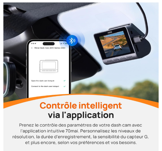 70mai 4k aplicación inteligente Bluethooth dash cam camara salpicadero Coche Práctico