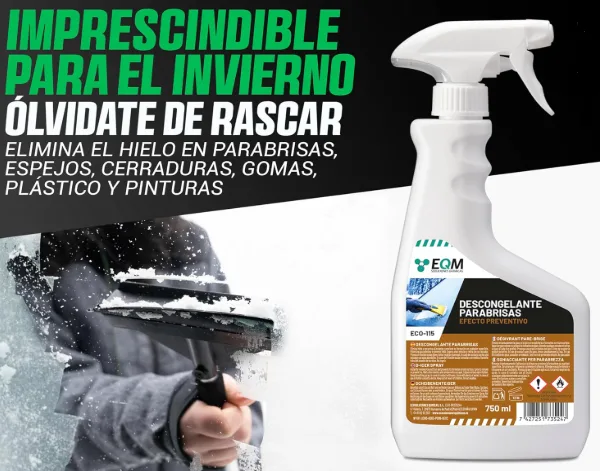 descongelante para parabrisas previene la formación de hielo y escarcha